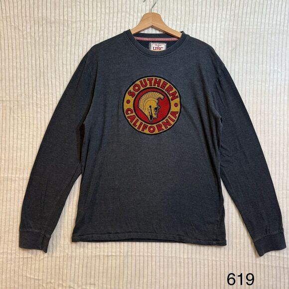 Red Jacket for USC Trojans Long Sleeve T-Shirt‎ Gray Sz L Please Read - Picture 1 of 16